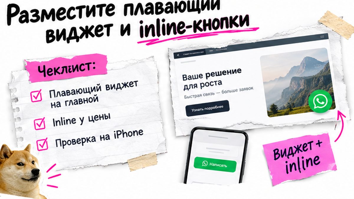Чеклист размещения плавающего виджета и inline-кнопок мессенджеров на сайте