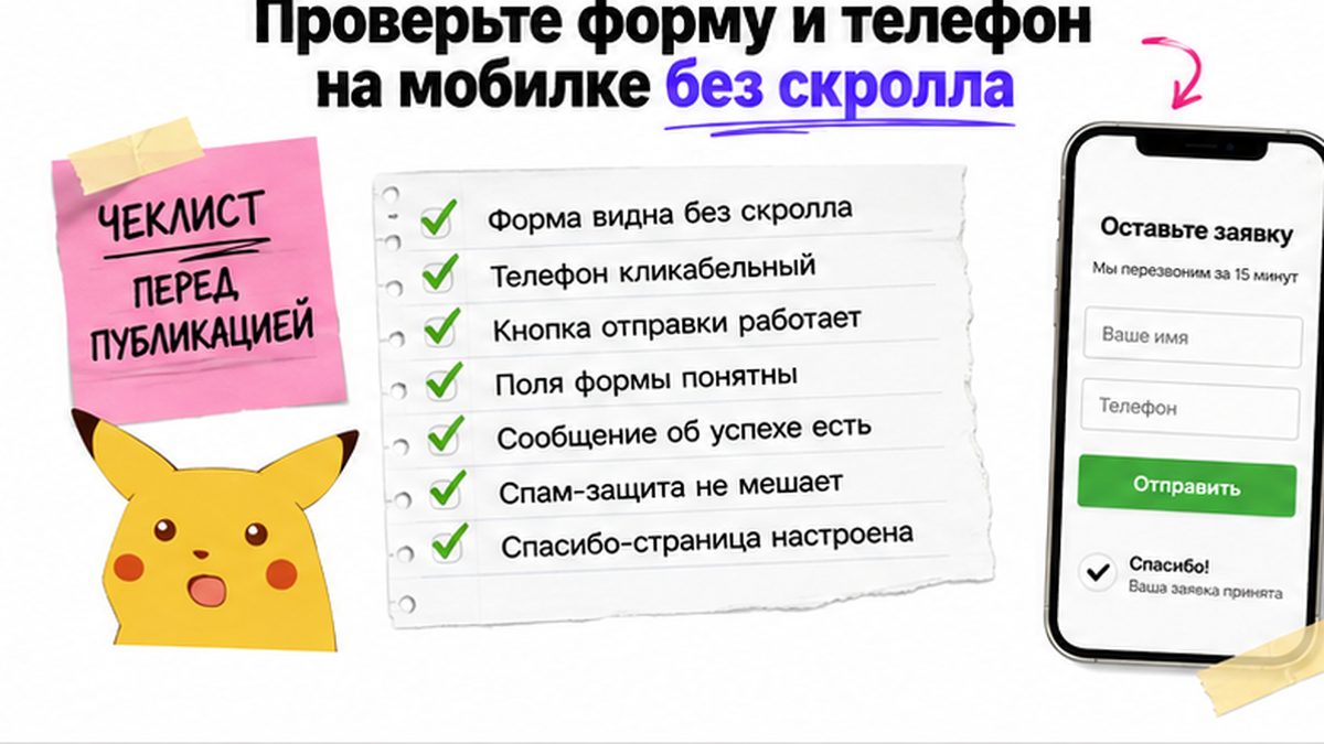 Чеклист / printable board: Проверьте форму и телефон на мобилке без скролла