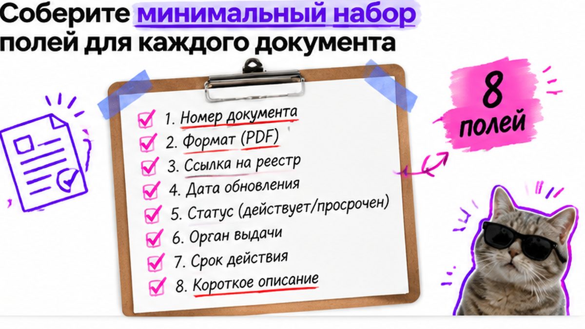 Чеклист полей для страницы лицензий и сертификатов на сайте