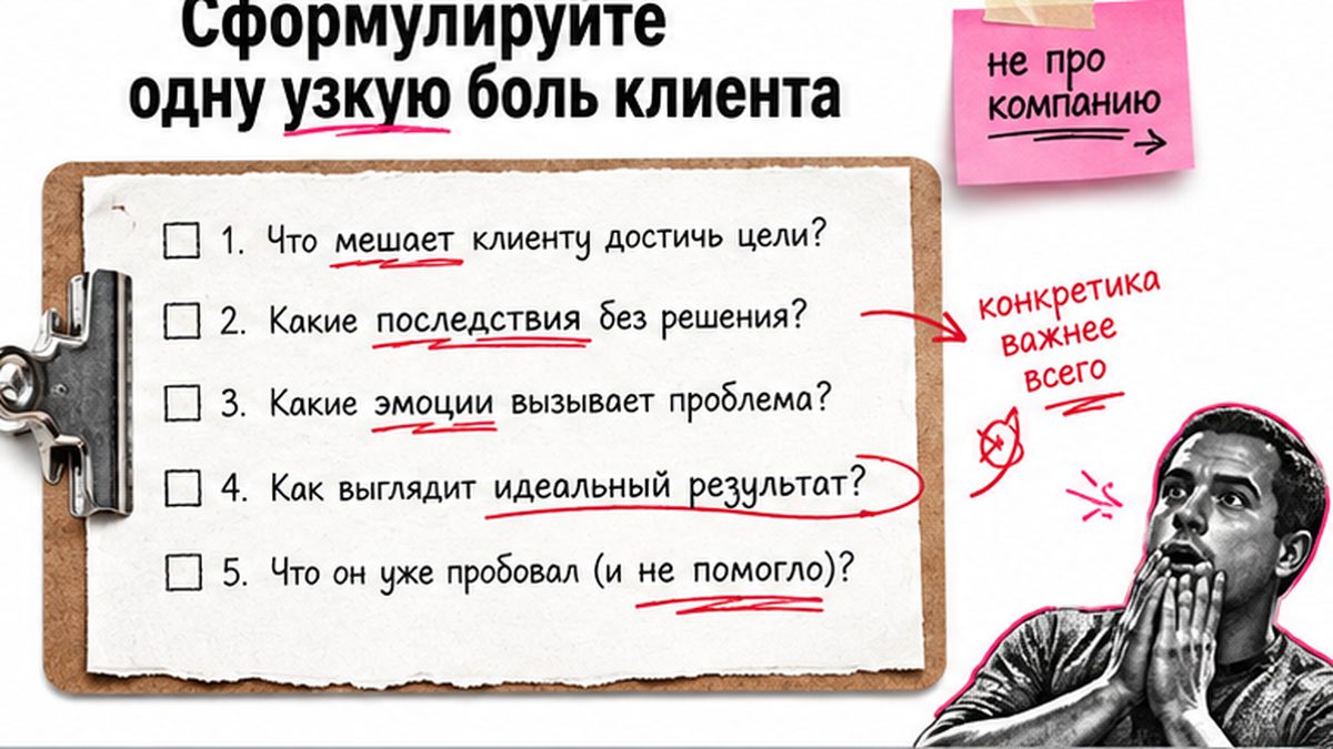 Чеклист формулировки узкой боли клиента для лид-магнита