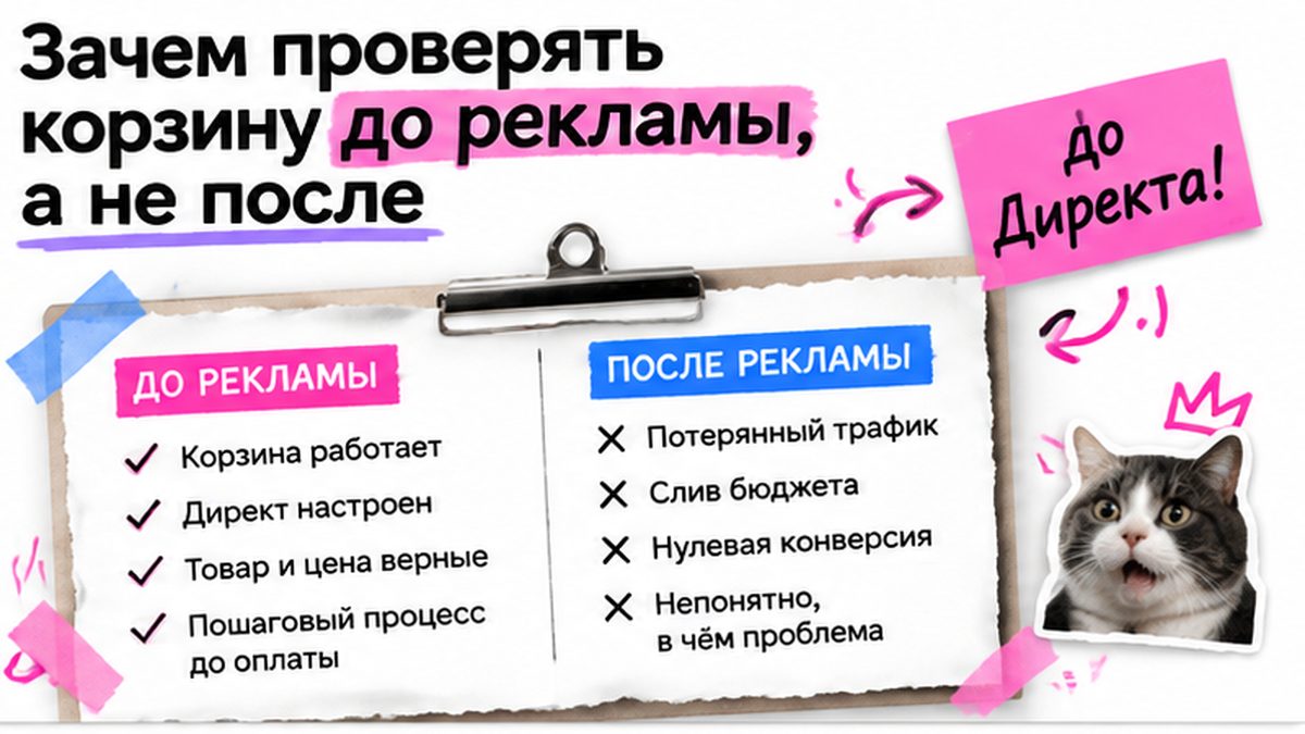 Чеклист проверки корзины до запуска рекламы — до vs после