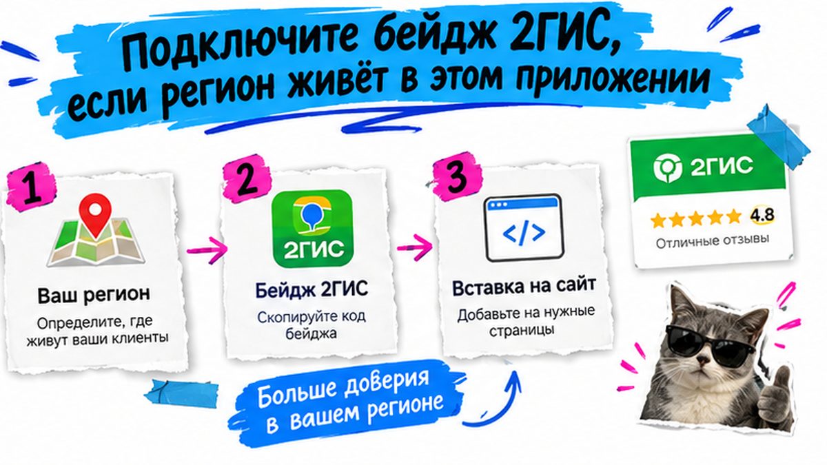 Workflow подключения бейджа 2ГИС для виджета отзывов на сайте
