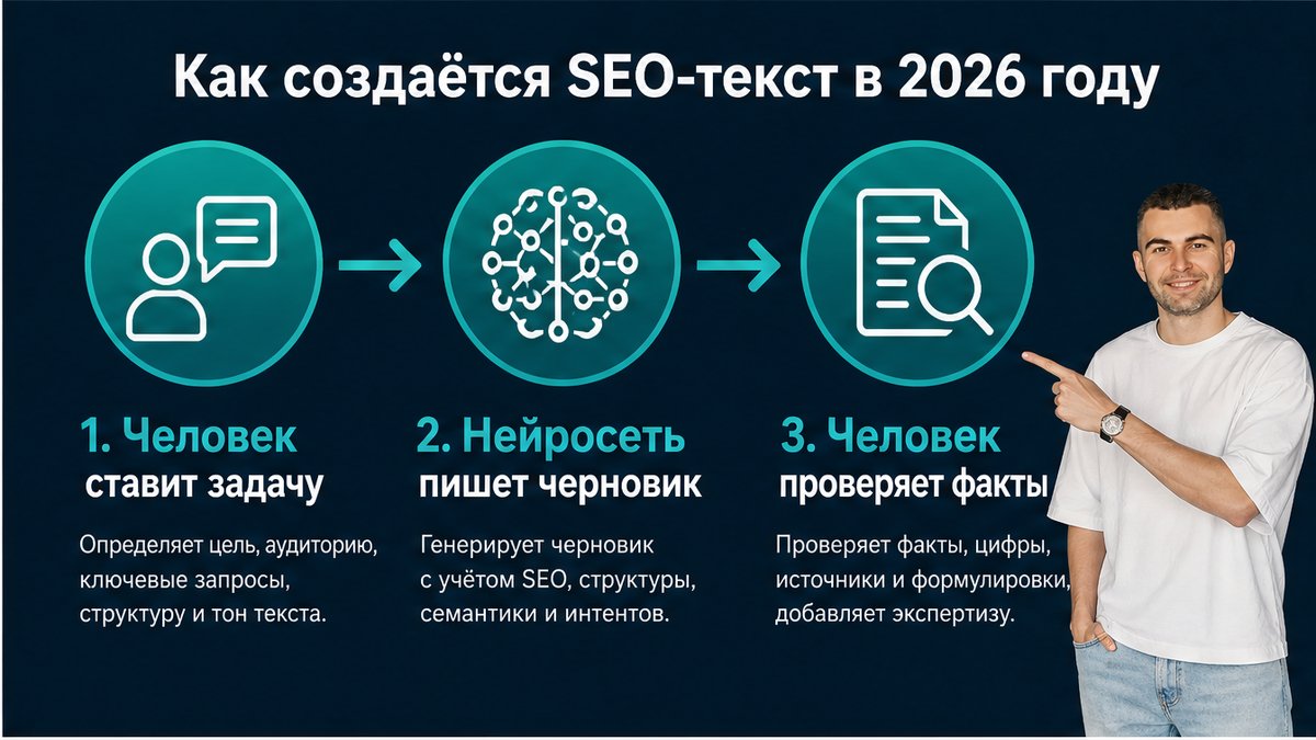 Гибридный процесс написания SEO текста с AI - 3 шага