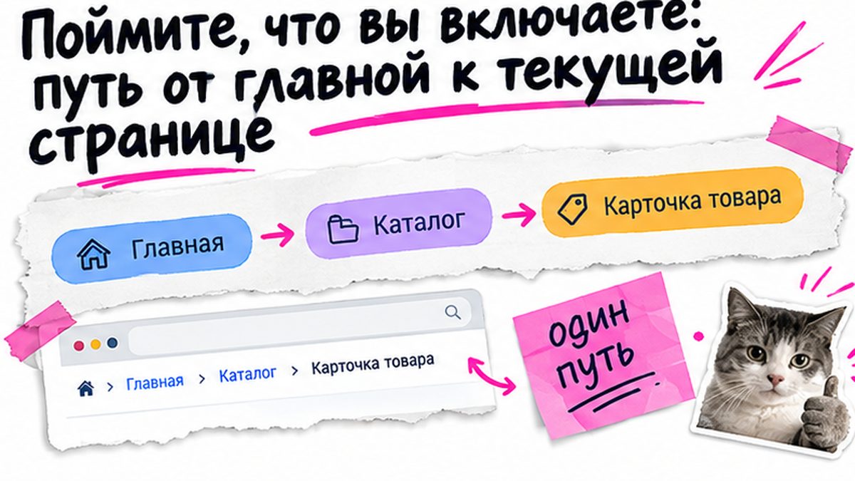 Схема пути хлебных крошек от главной к текущей странице