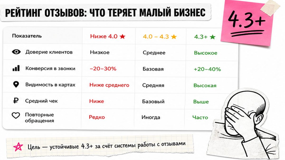 Рейтинг отзывов на Яндекс Картах влияет на заявки малого бизнеса