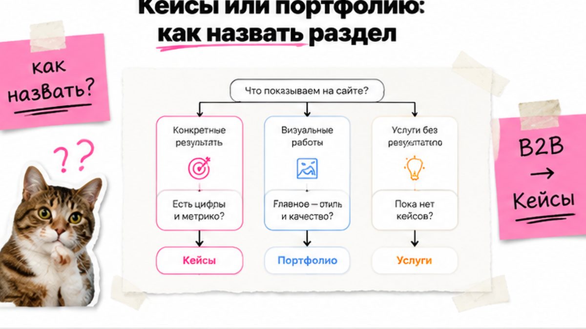 Схема выбора: кейсы или портфолио — как назвать раздел на сайте