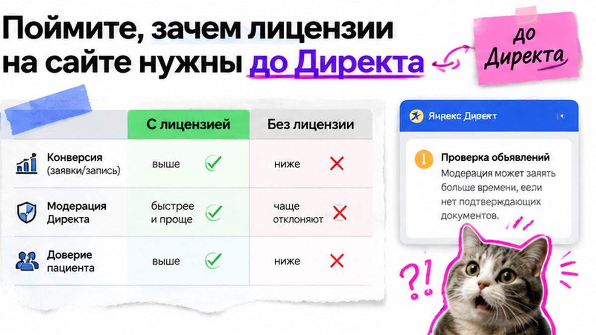 Сравнительная таблица: зачем лицензии на сайте нужны до запуска Директа