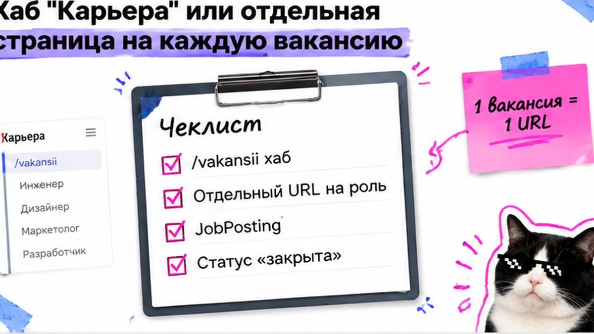Чеклист: хаб Карьера или отдельная страница на каждую вакансию