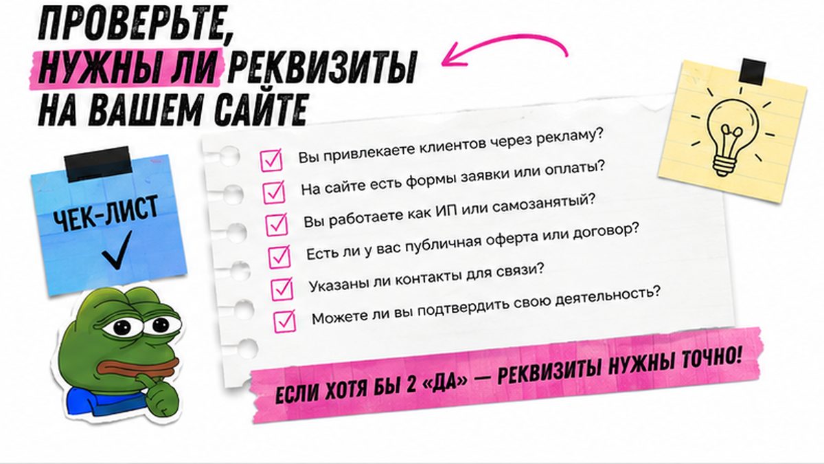 Чек-лист: когда реквизиты обязательны для сайта ИП и ООО