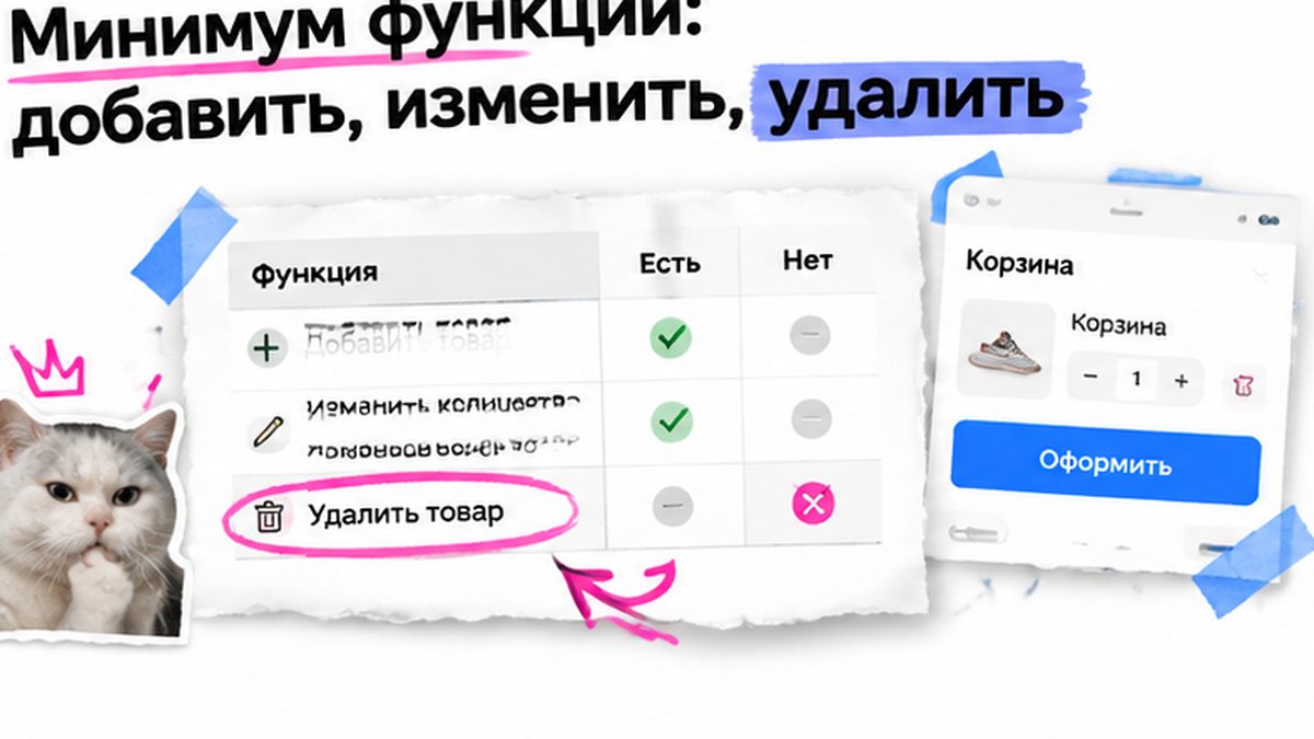 Таблица минимальных функций корзины интернет-магазина
