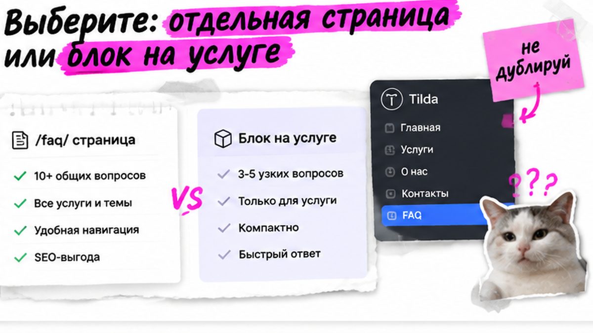 Чеклист выбора: отдельная страница FAQ или блок на странице услуги