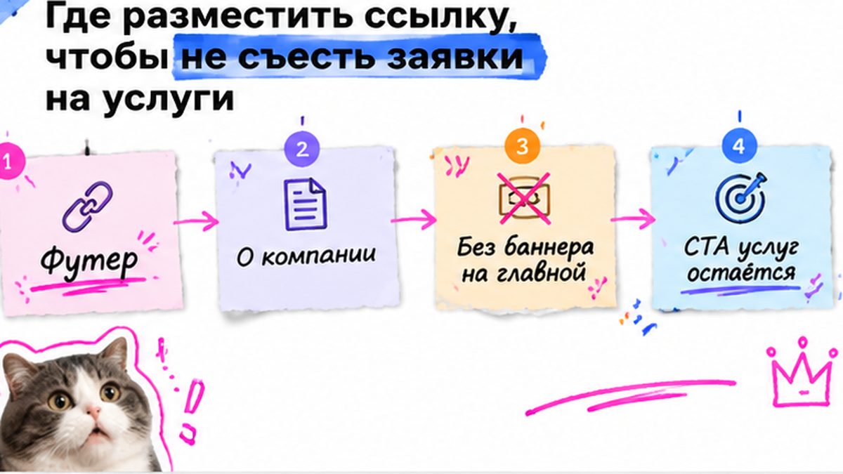 Схема размещения ссылки на вакансии без потери заявок на услуги