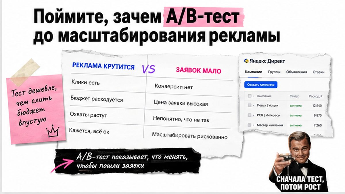 Два варианта лендинга A и B: какой даёт больше заявок